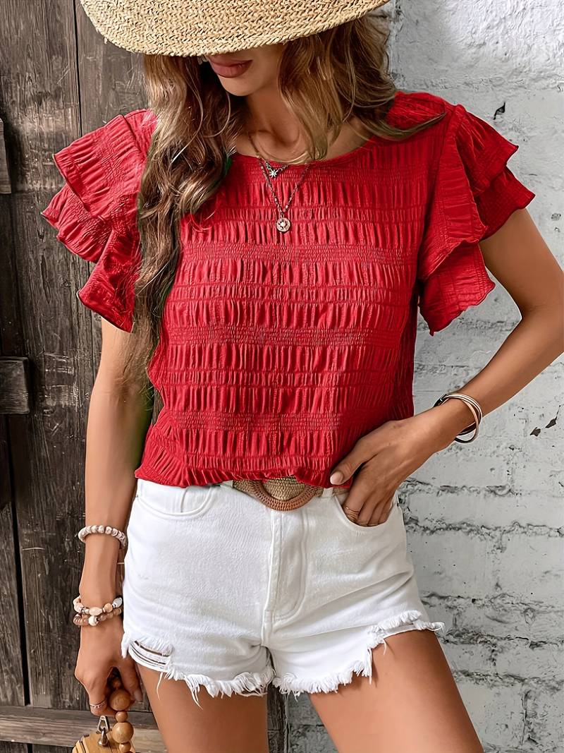 Blusa Floral Capas Volantes Femenina