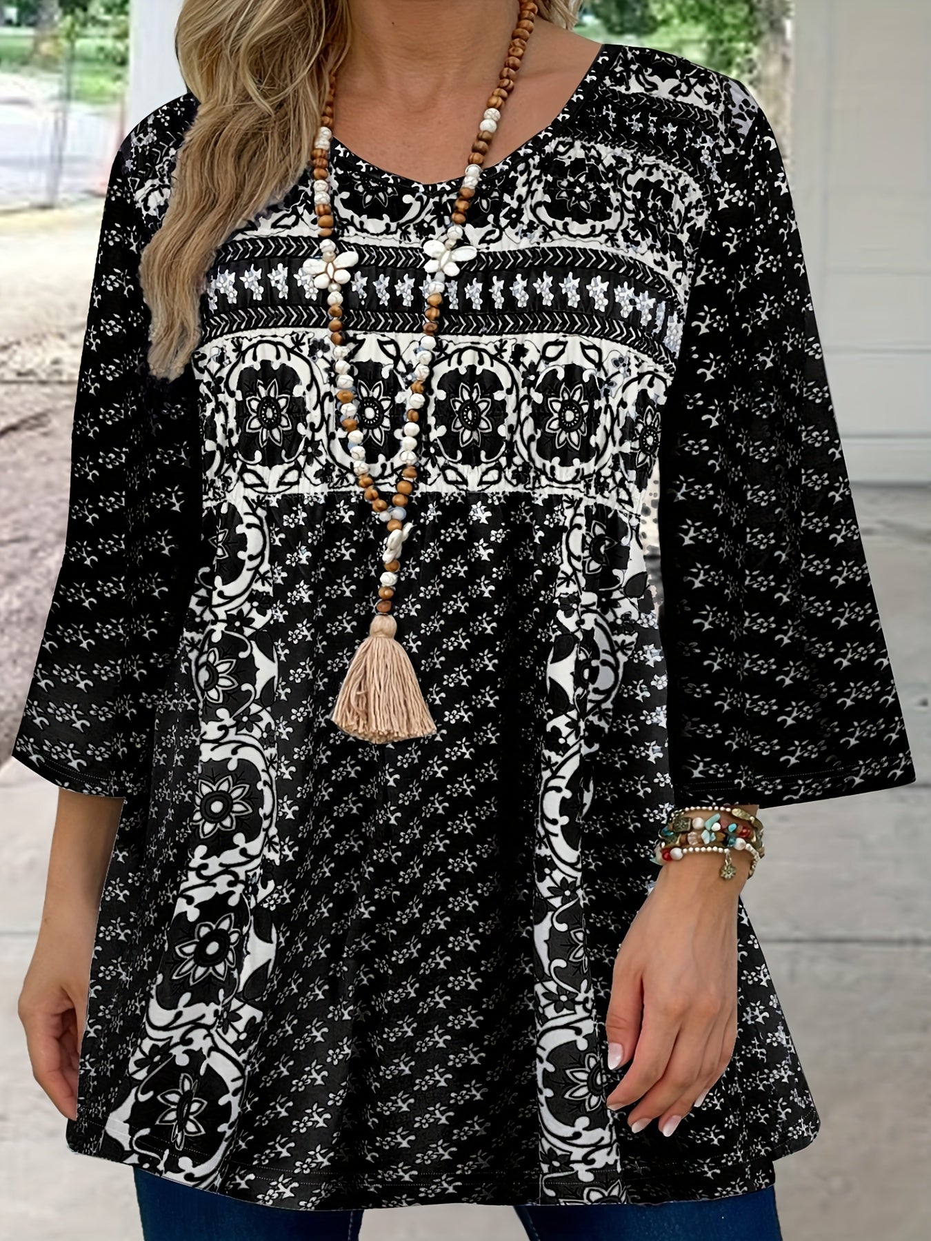 Blusa Boho Chic de Manga Corta