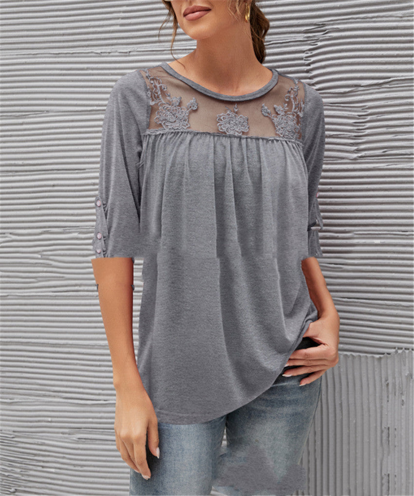 Blusa de encaje ligera y fresca