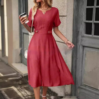 Vestido Mujer Midi Cintura Ajustada Elegante