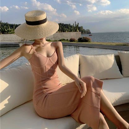 Vestido de Punto Midi con Tirantes para Mujer - Vestiria