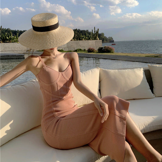 Vestido de Punto Midi con Tirantes para Mujer - Vestiria