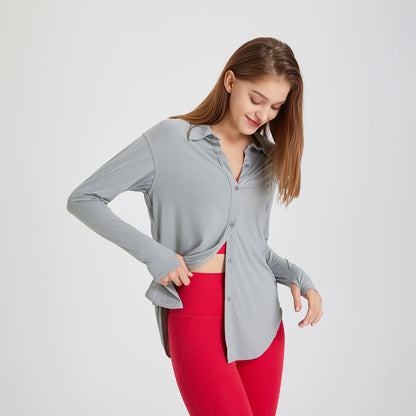 Blusa deportiva manga larga femenina moderna