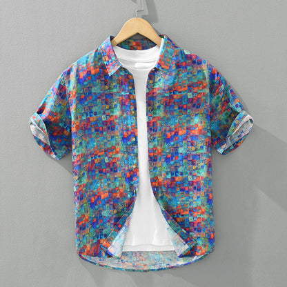 Camisa hombre diseño geometrico algodon casual - Vestiria