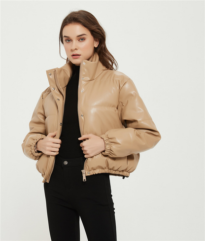 Chaquetón Mujer Cuero Sintético Cremallera Corto - Vestiria