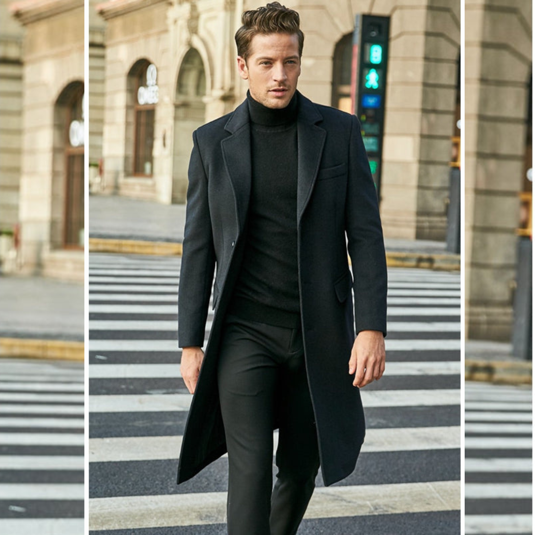 Abrigo Hombre Largo Elegante Invierno