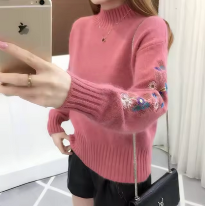 Jersey de punto floral elegante mujer