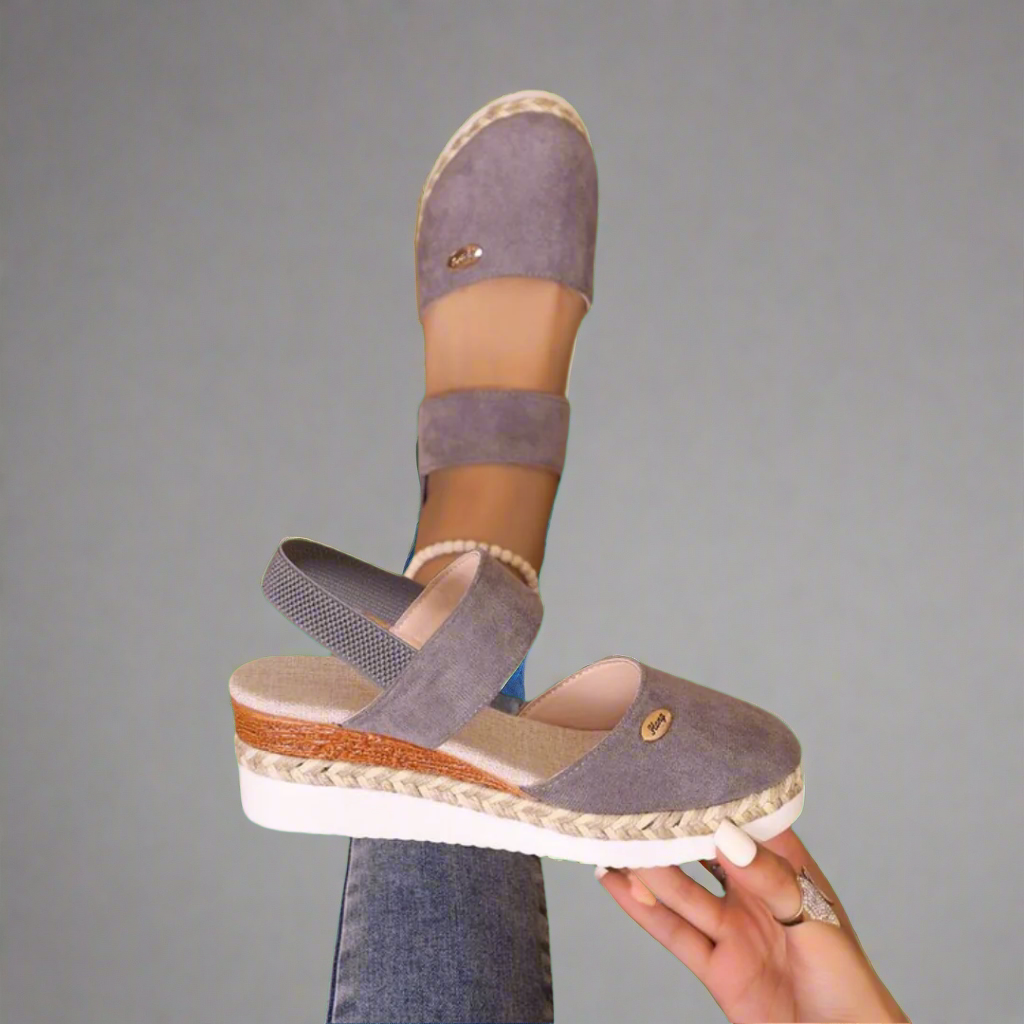 Sandalias de tacón con tiras anchas mujer