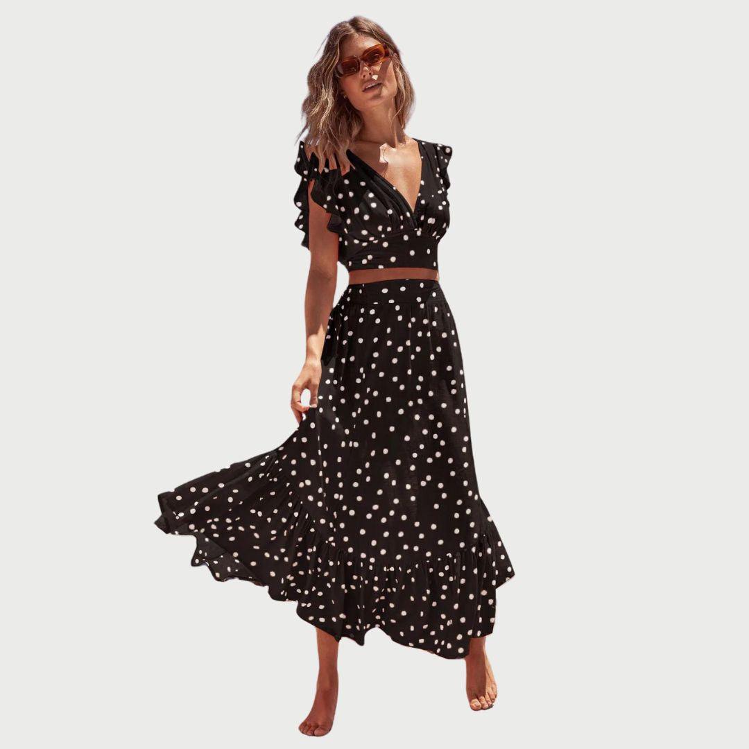 Vestido Elegante con Mangas Aleteadas