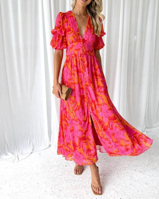 Vestido Verano Ligero con Escote en V y Volantes - Vestiria