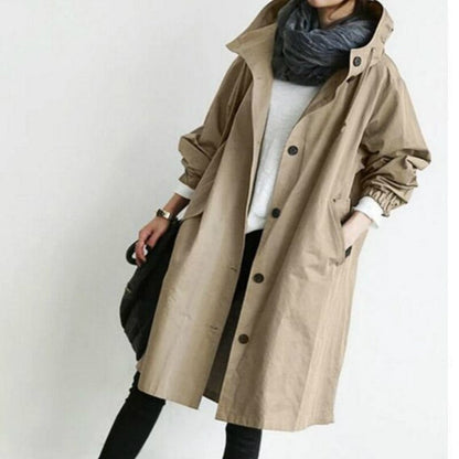 Chaquetón Mujer Impermeable con Capucha y Cuello Alto