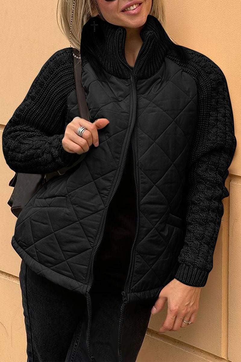Chaqueta Mujer Casual Patchwork Diseño Contraste