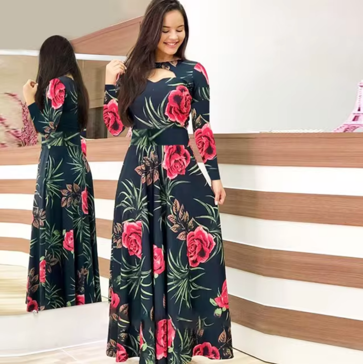 Vestido Maxi Floral Mujer Elegante