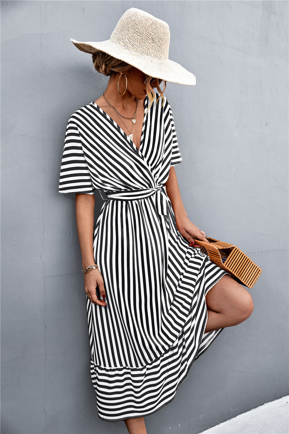 Vestido Largo Estampado Rayas - Vestiria