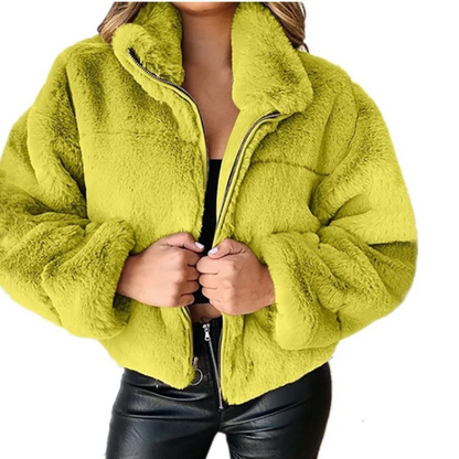 Chaqueta Teddy Mujer Corta Cremallera