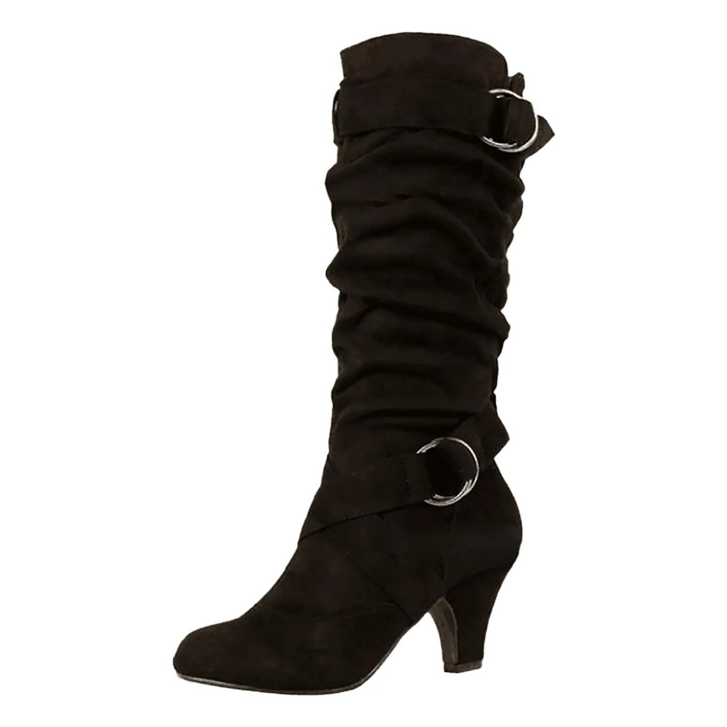 Botas Mujer Cuero Suave Hebilla Plata