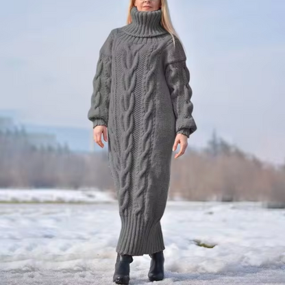 Vestido Largo Cuello Alto Mujer Invierno