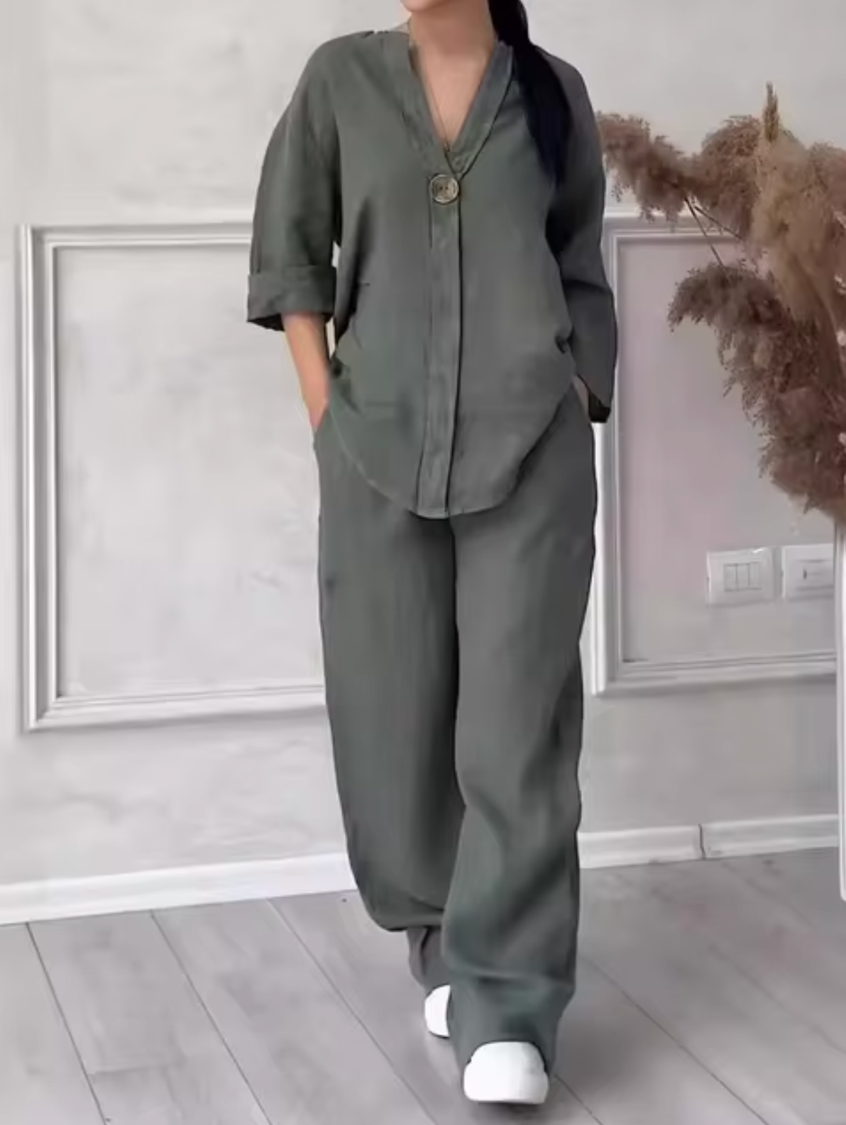 Traje Lino Algodón Elegante Mujer