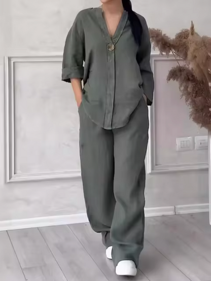 Traje Lino Algodón Elegante Mujer