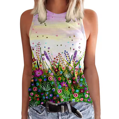 Top Floral Sin Mangas Mujer