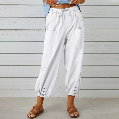 Pantalones Lino Femeninos Elegantes Verano
