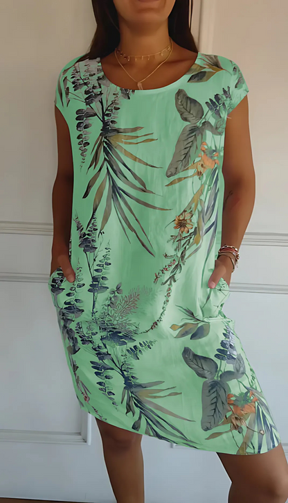 Vestido informal corte recto escote redondo