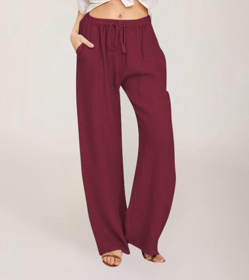 Pantalones Mujer Cintura Alta y Rectos Ligeros