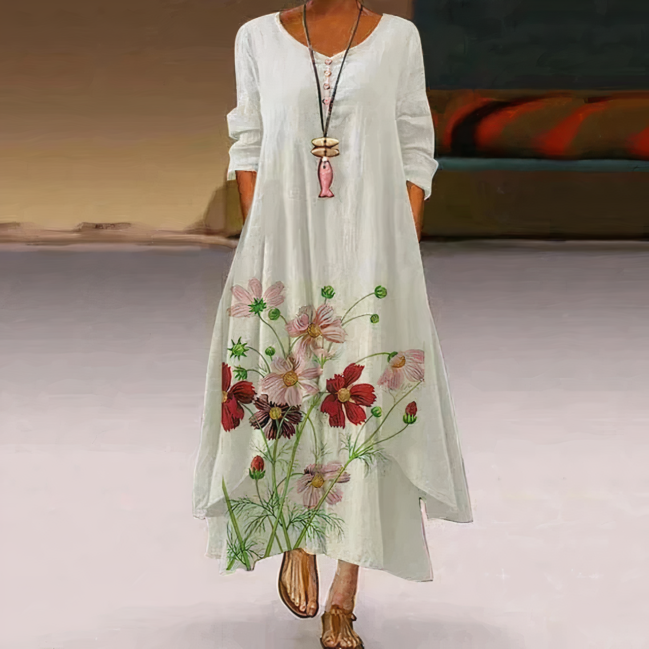 Vestido Mujer Algodón Estilo Chic
