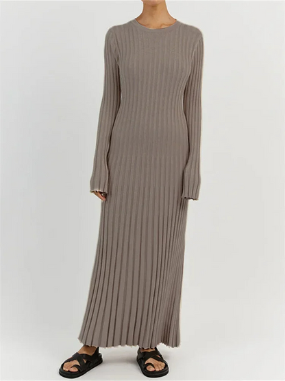 Vestido Largo Cuello Alto Elástico Mujer