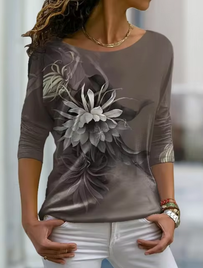 Camiseta Mujer Flor Estilo Clásico