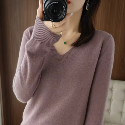 Sudadera de punto cuello en V cómoda