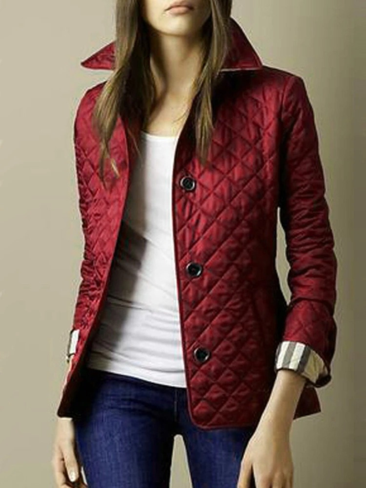 Chaqueta cortaviento mujer estampado cuadros abrigo invierno