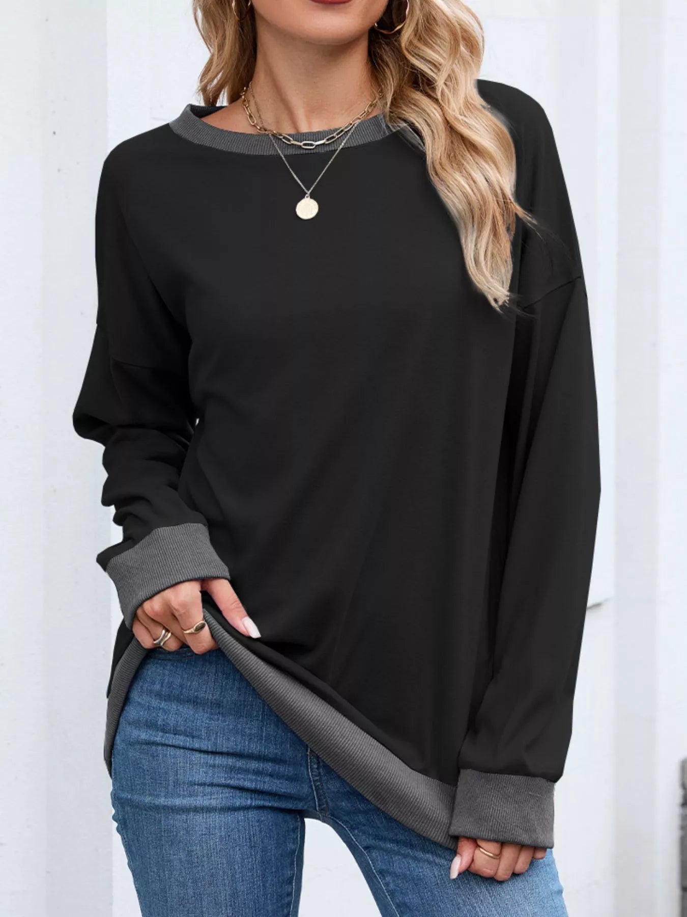 Sudadera casual cuello alto manga larga - Vestiria
