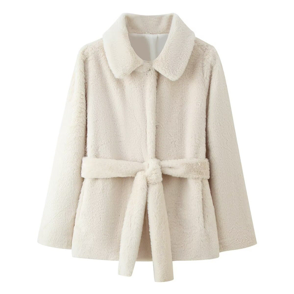 Chaquetón Corto Cinturado Mujer Elegante