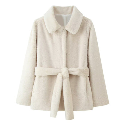 Chaquetón Corto Cinturado Mujer Elegante