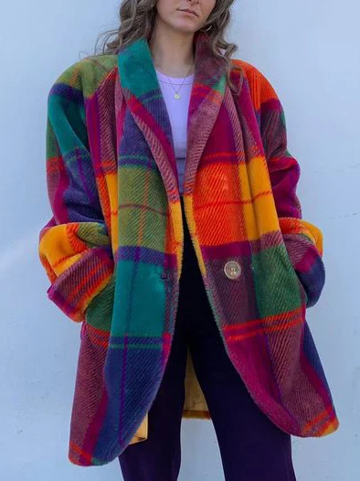 Chaquetón Mujer Grande Cuadriculado Invierno - Vestiria