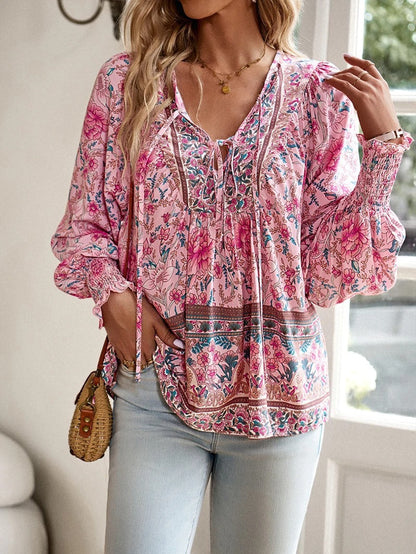 Blusa Florales Femenina Manga Larga - Vestiria