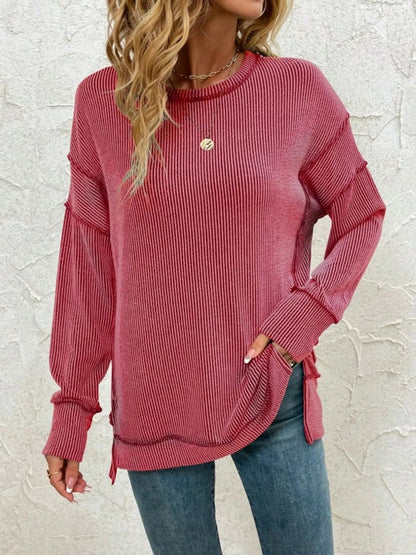 Jersey Cuello Redondo Rayas Elegante Mujer