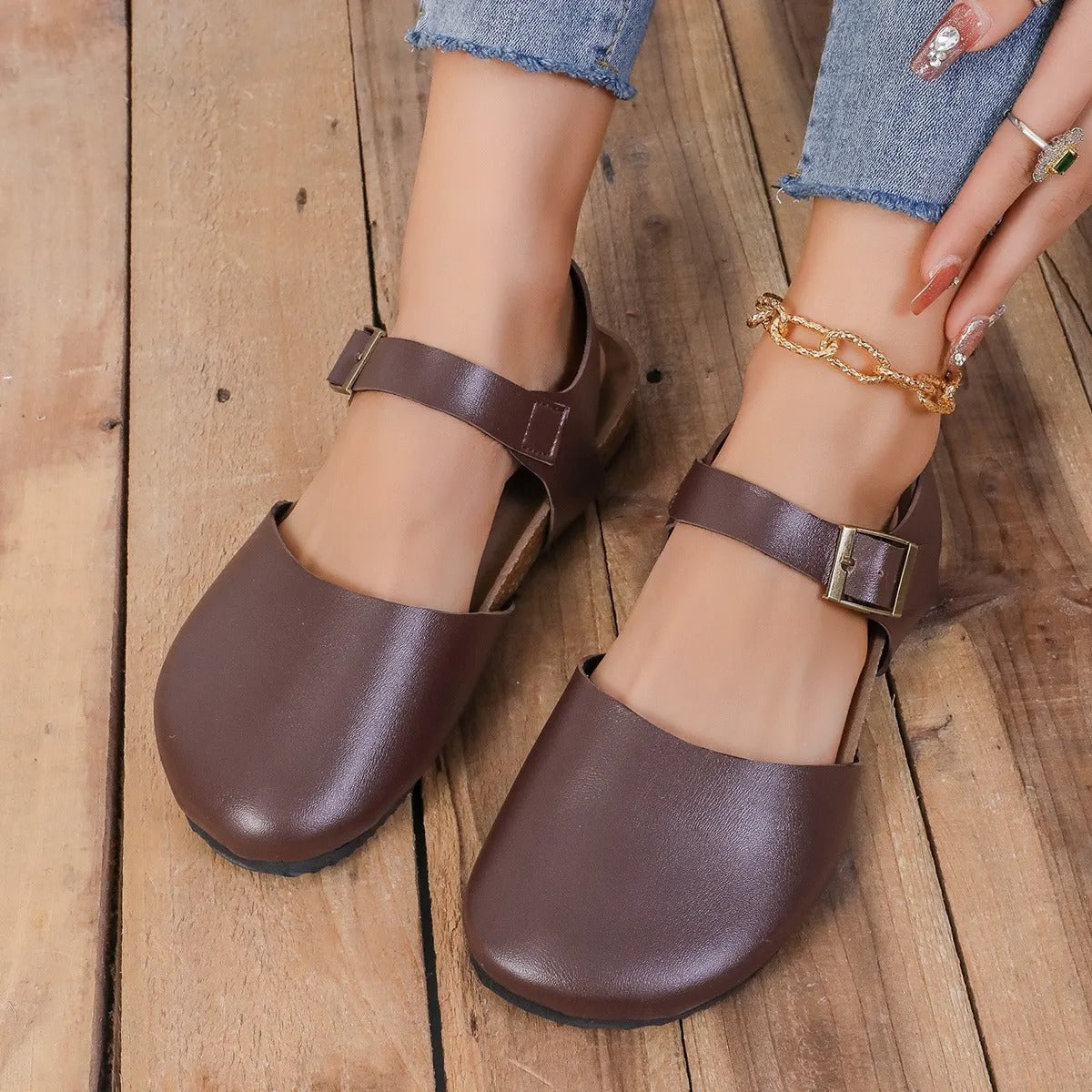 Sandalias Mujer Cerradas con Hebilla Moda - Vestiria