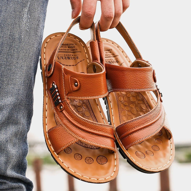 Sandalias Hombre Cuero Auténtico Transpirables - Vestiria