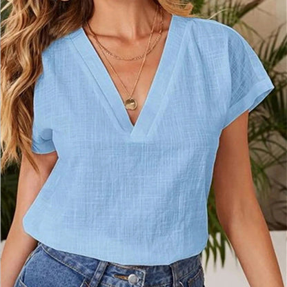 Blusa Ligera de Verano con Cuello en V