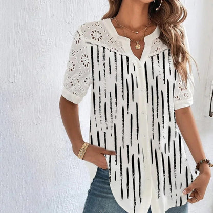Blusa Mujer Encaje Florales Estilo Boho Blanco