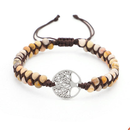 Pulsera Yoga Natural con Dije Árbol de la Vida