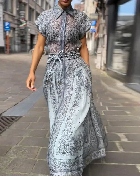 Traje de verano femenino de 2 piezas ajustable - Vestiria