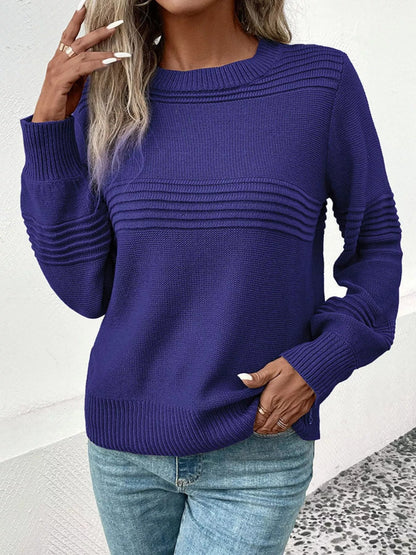 Jersey cuello redondo manga larga casual elegante - Vestiria