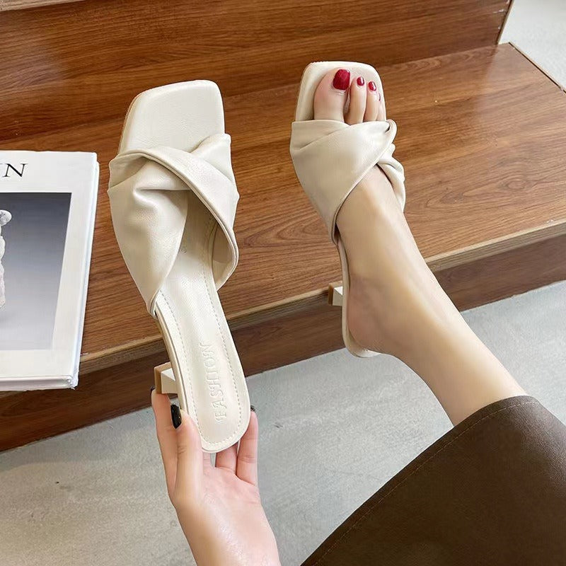 Sandalias Mujer Tacón Alto Cuero Estilo - Vestiria