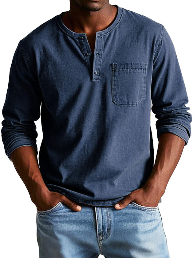 Camiseta Hombre Manga Larga Bolsillo Pecho