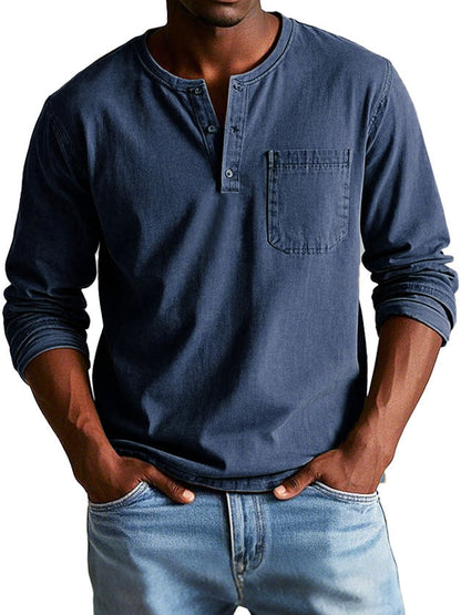 Camiseta Hombre Manga Larga Bolsillo Pecho
