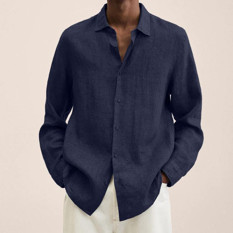 Camisas Lino Hombre Manga Larga Elegantes