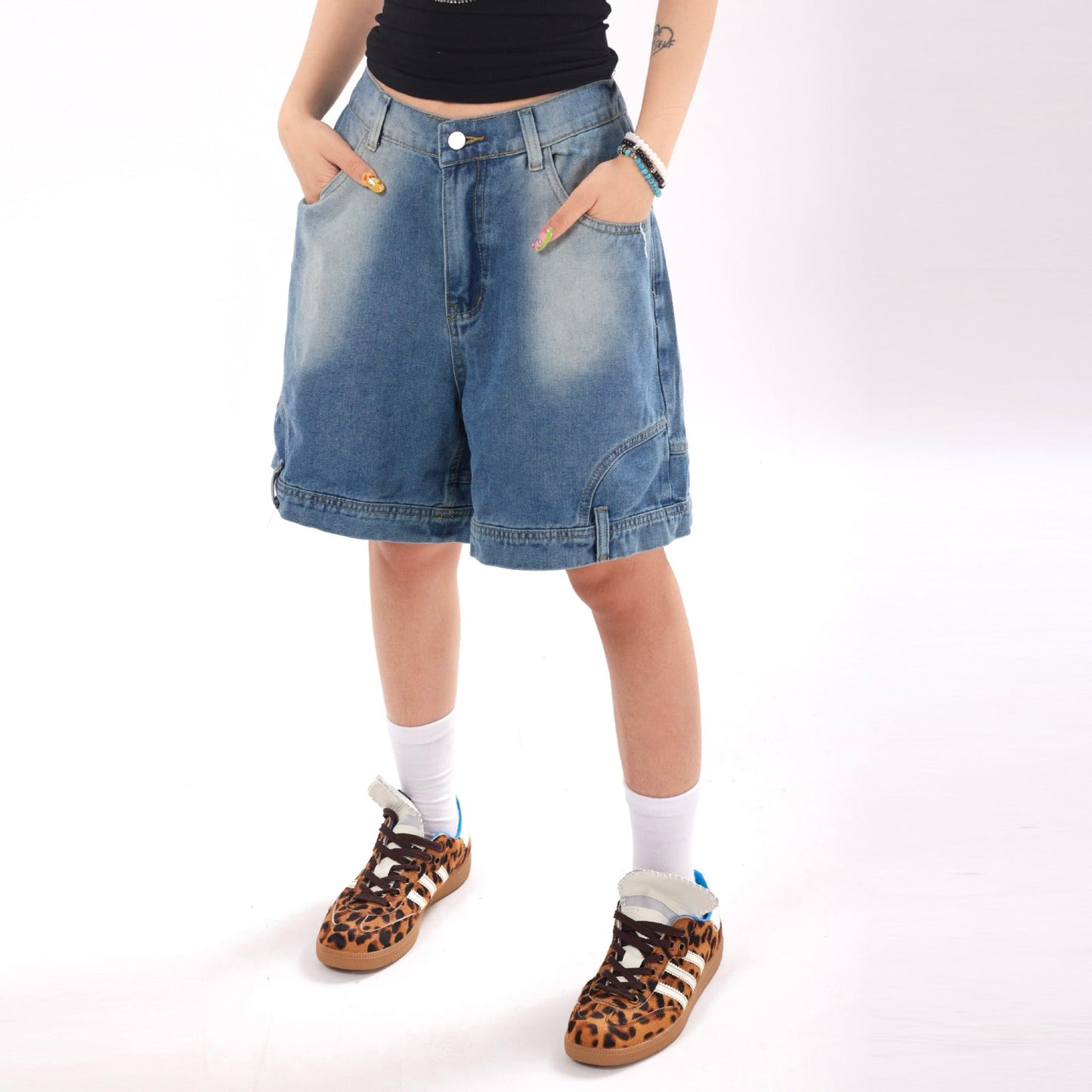 Shorts vaqueros mujer holgados estilo callejero - Vestiria